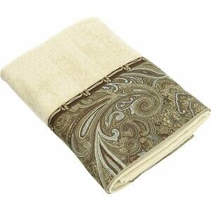 Avanti Bradford Fingertip Towel Bathroom Paisley Linen Beige 11x18"